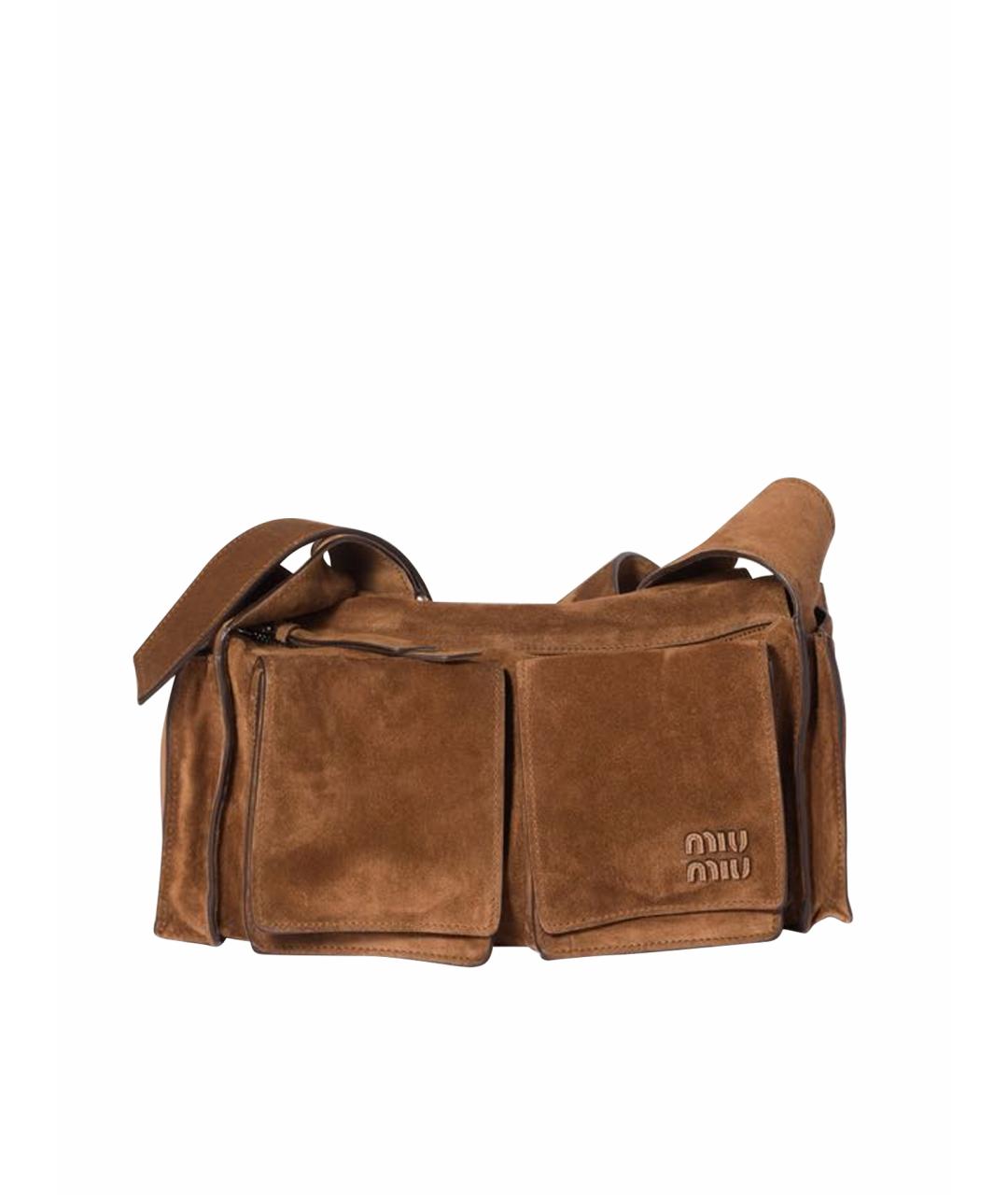 MIU MIU Коричневая кожаная сумка через плечо, фото 1