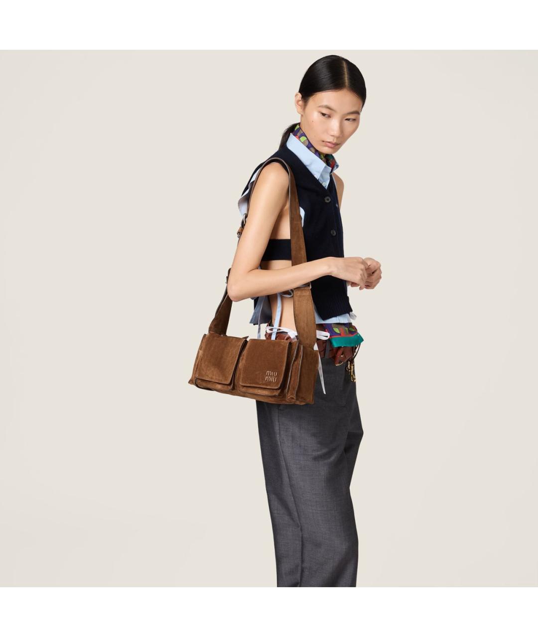 MIU MIU Коричневая кожаная сумка через плечо, фото 2
