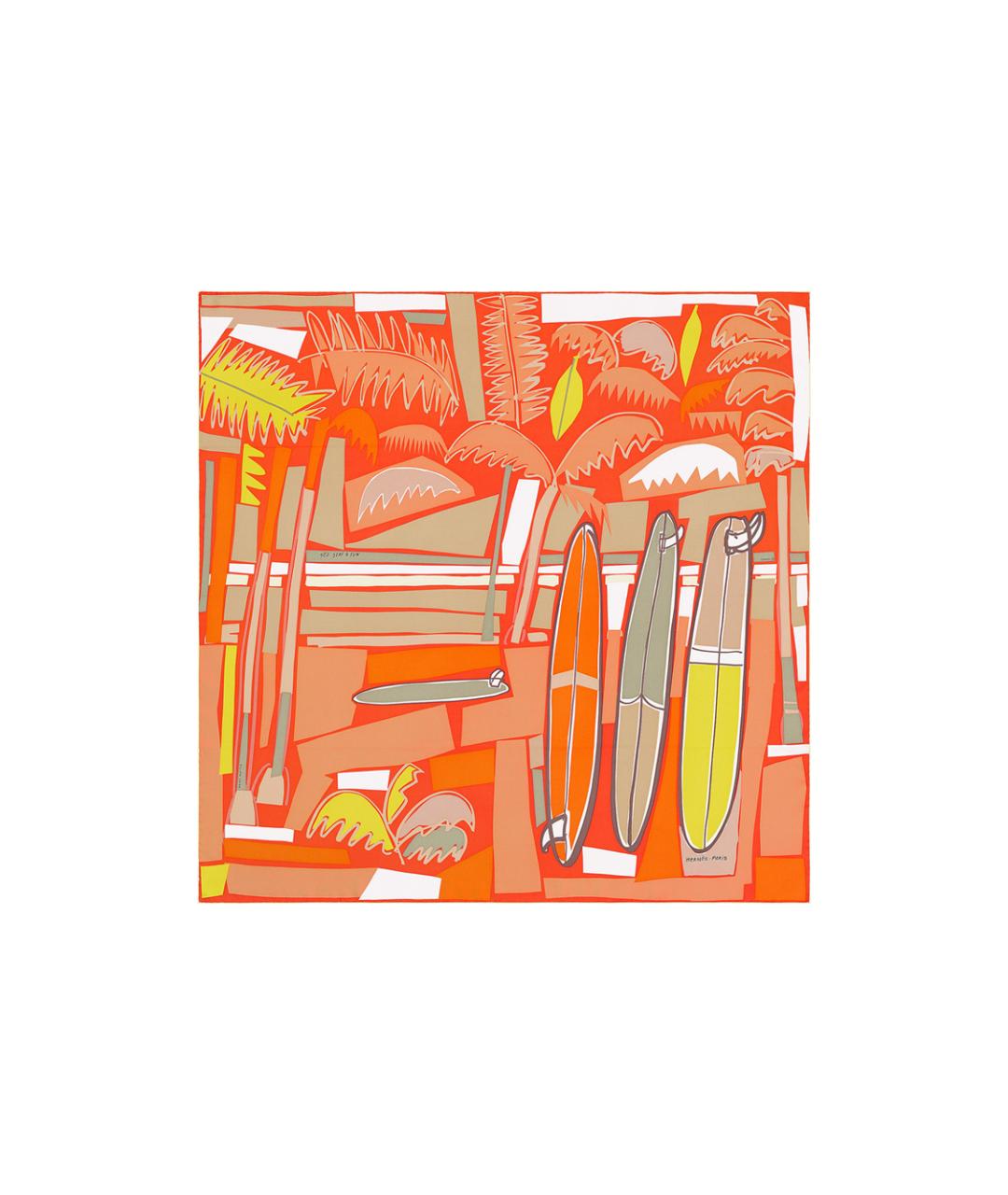 HERMES Оранжевый шелковый платок, фото 1