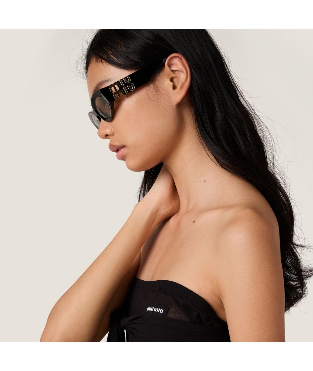 MIU MIU Черные пластиковые солнцезащитные очки, фото 3