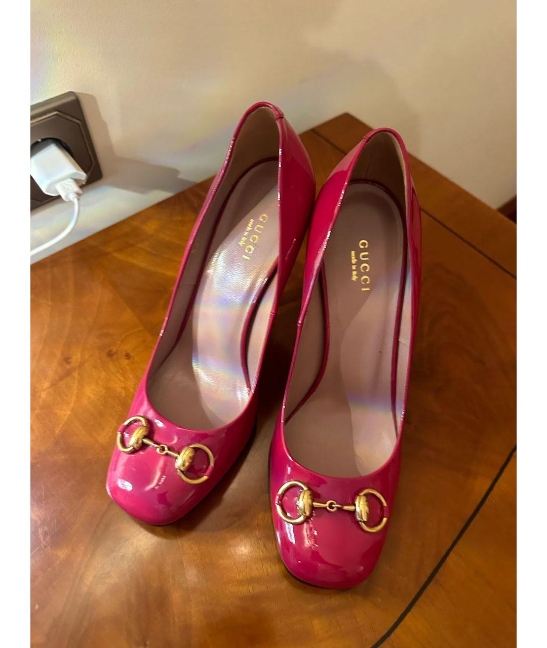 GUCCI Розовые туфли из лакированной кожи, фото 2