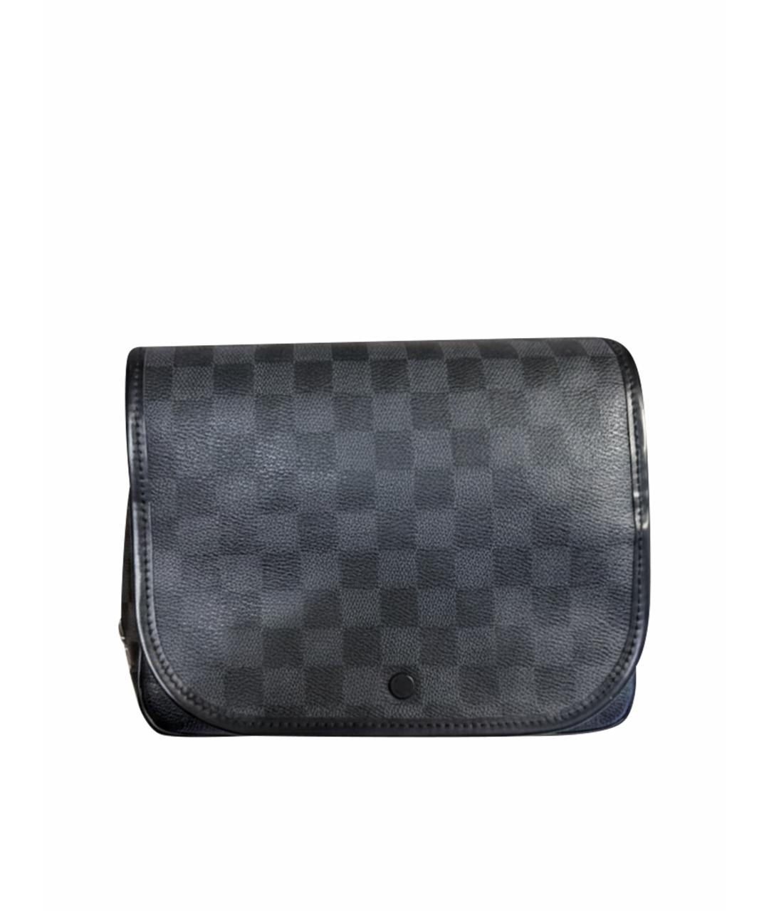 LOUIS VUITTON Антрацитовая кожаная косметичка, фото 1