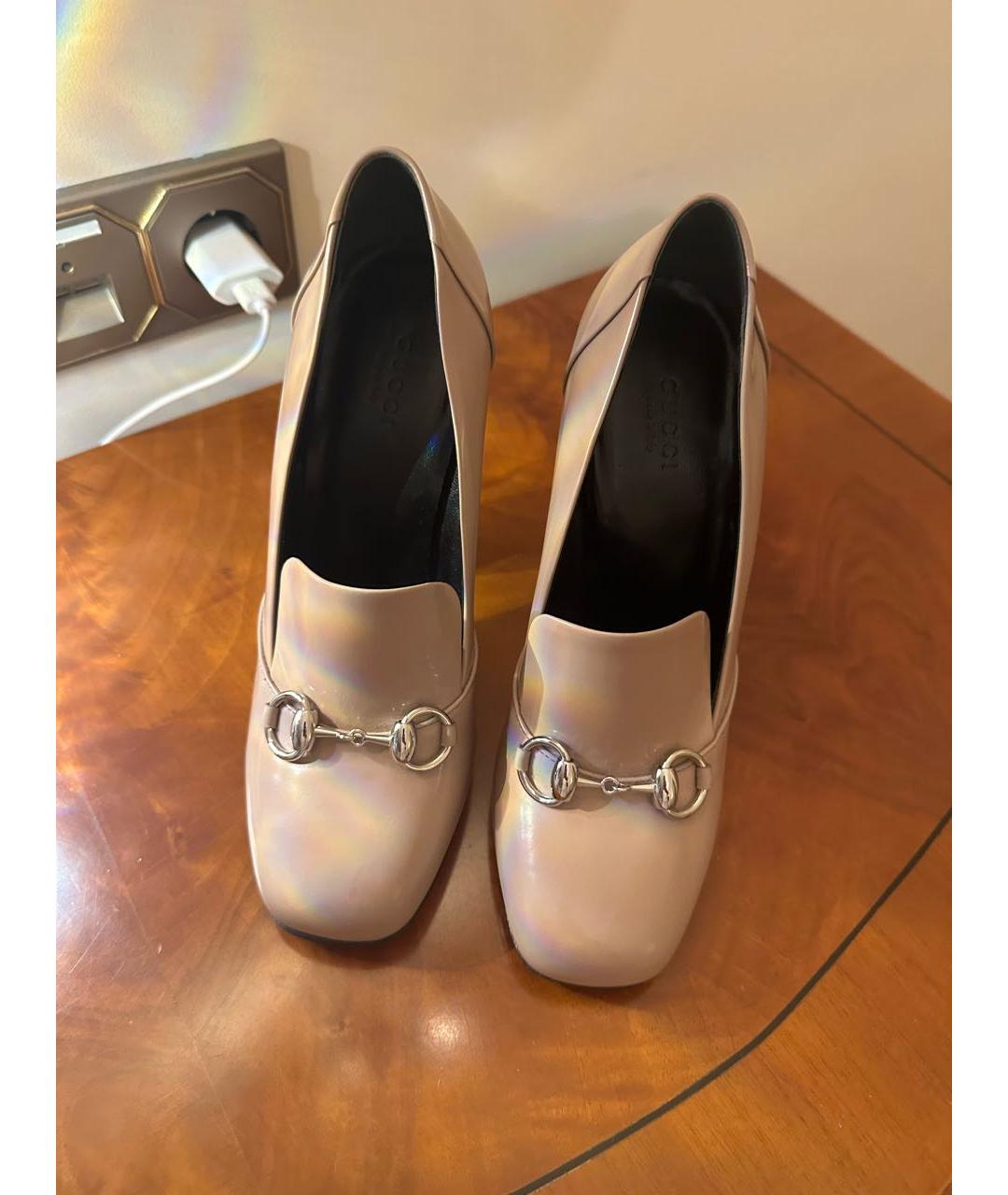 GUCCI Бежевые кожаные туфли, фото 2