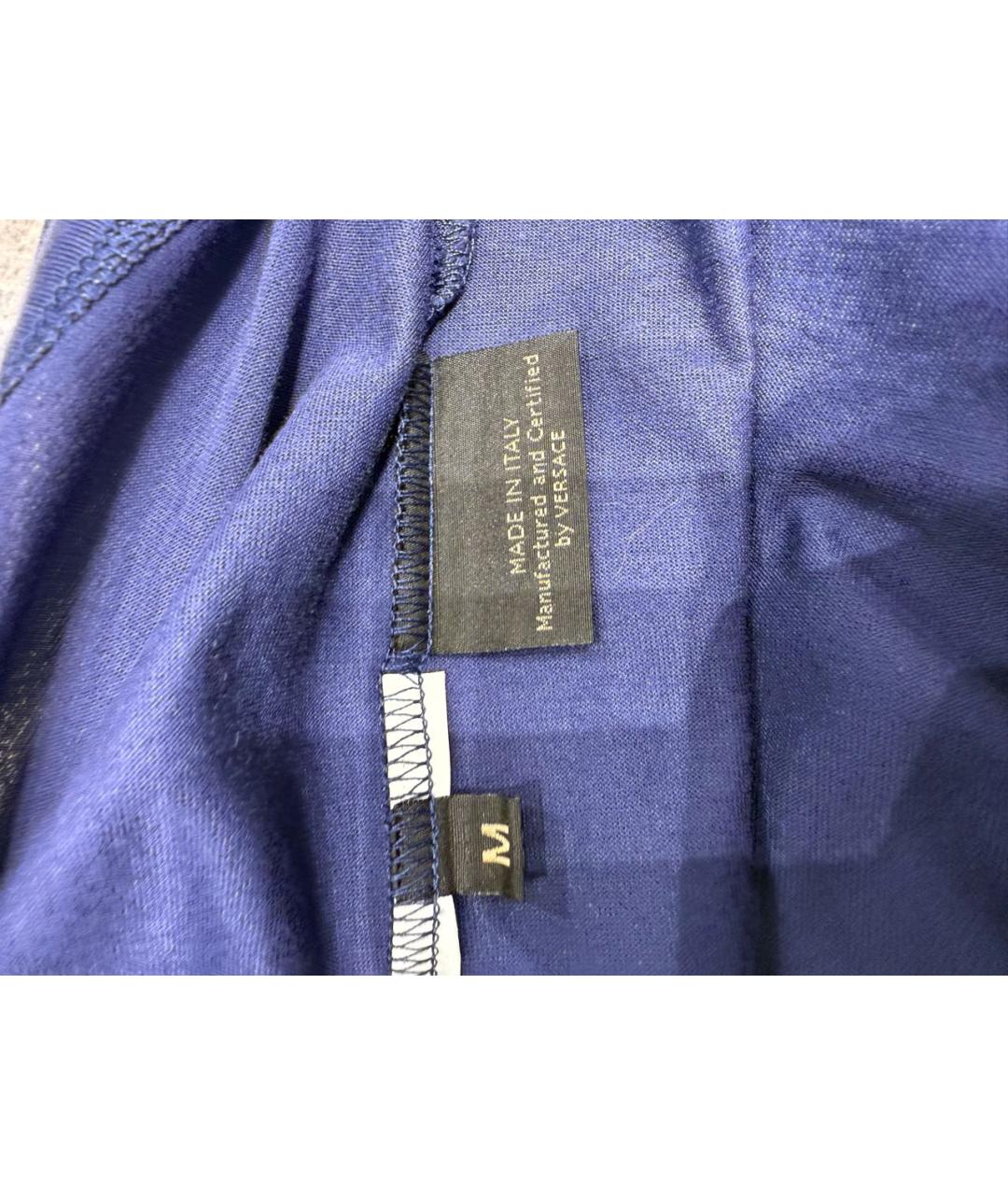 VERSACE Темно-синяя хлопковая футболка, фото 5