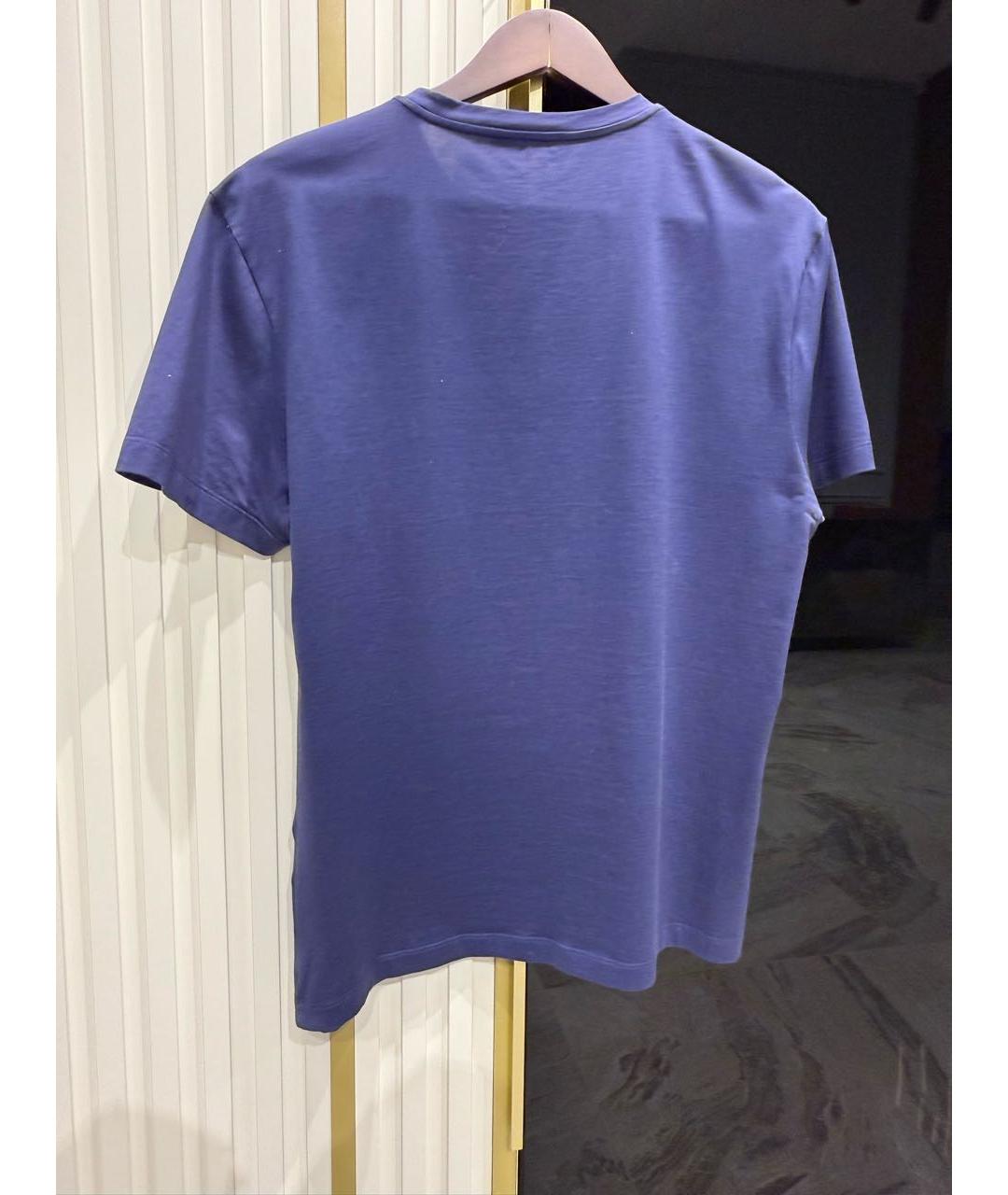 VERSACE Темно-синяя хлопковая футболка, фото 2