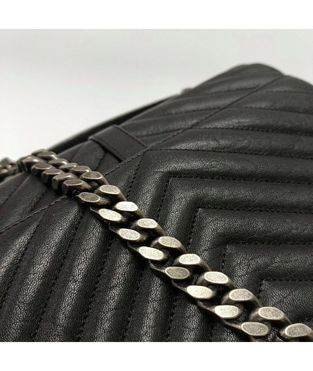 SAINT LAURENT Черная кожаная сумка через плечо, фото 8