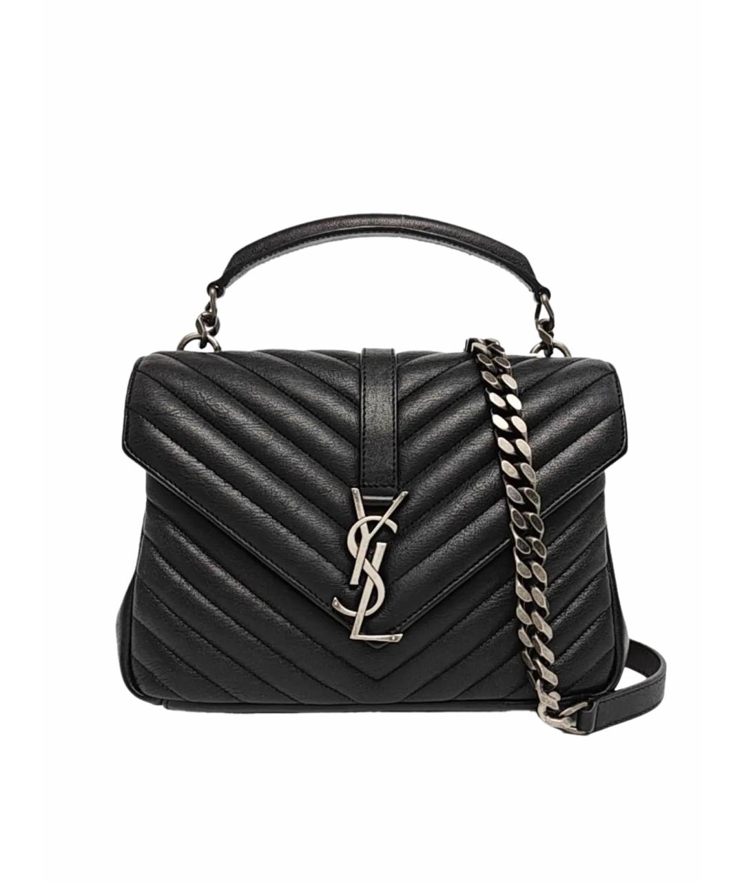 SAINT LAURENT Черная кожаная сумка через плечо, фото 1