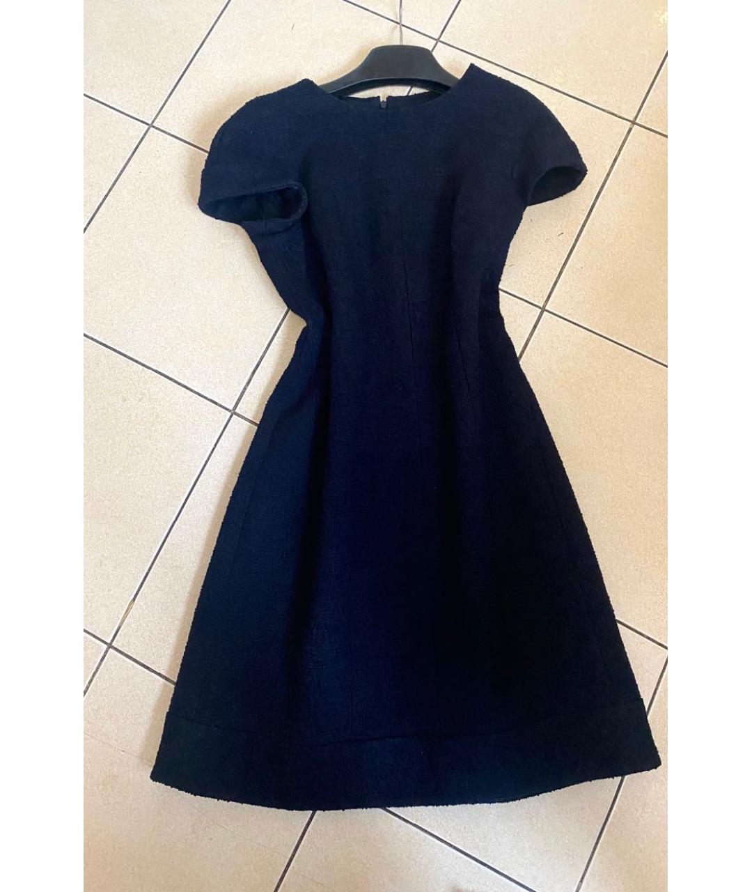 CHANEL Темно-синее шерстяное коктейльное платье, фото 9