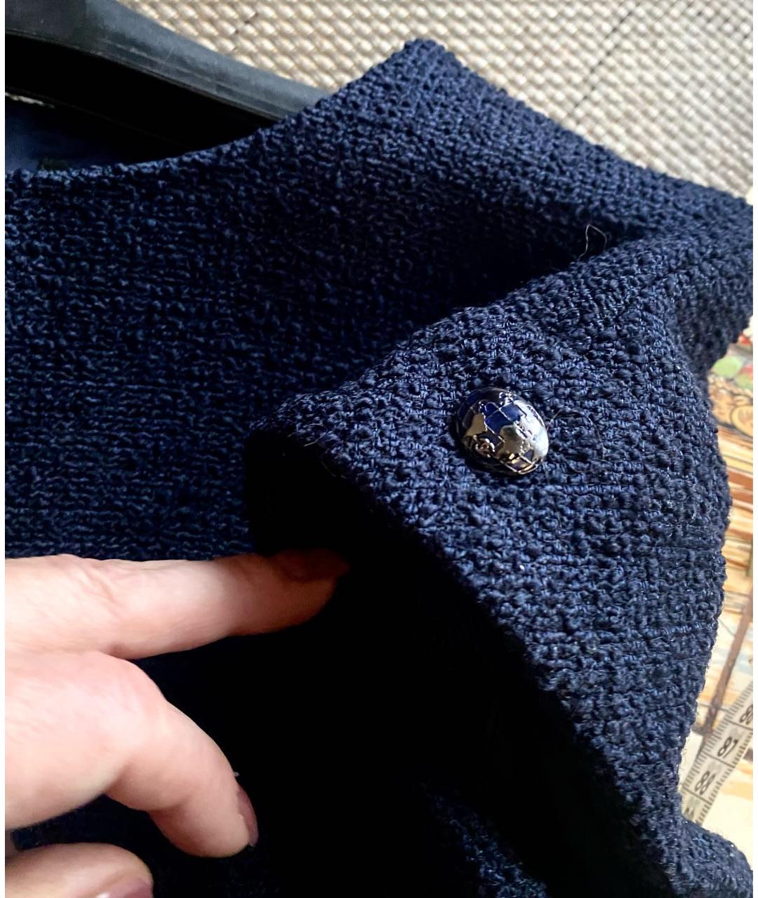 CHANEL Темно-синее шерстяное коктейльное платье, фото 4