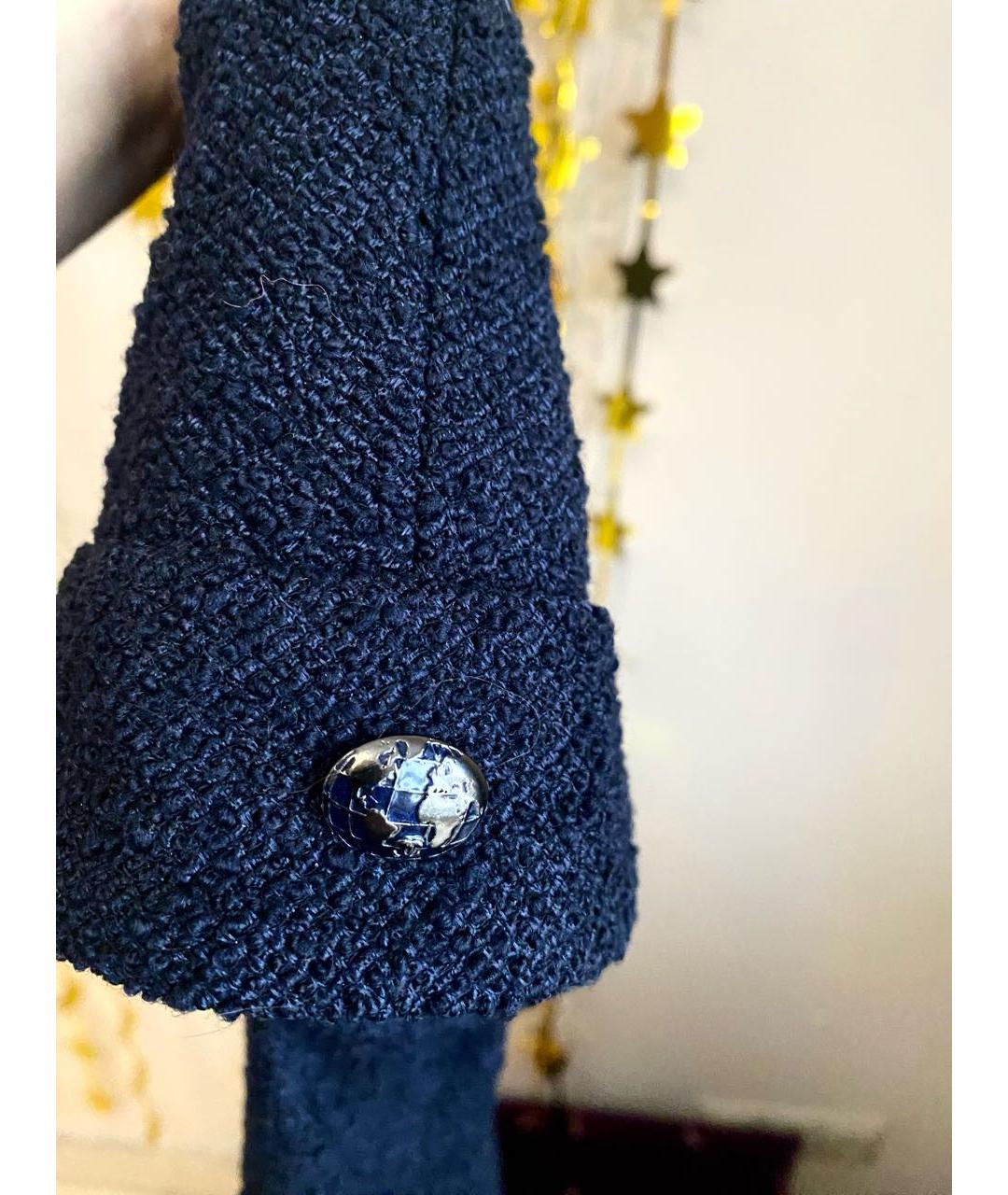 CHANEL Темно-синее шерстяное коктейльное платье, фото 3