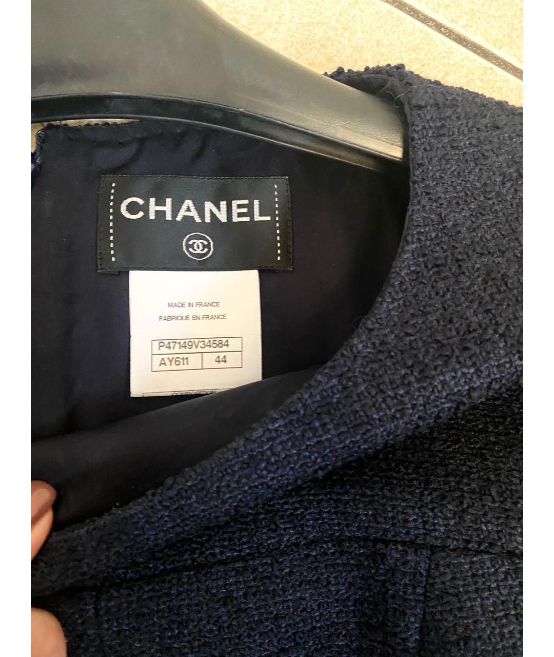 CHANEL Темно-синее шерстяное коктейльное платье, фото 7