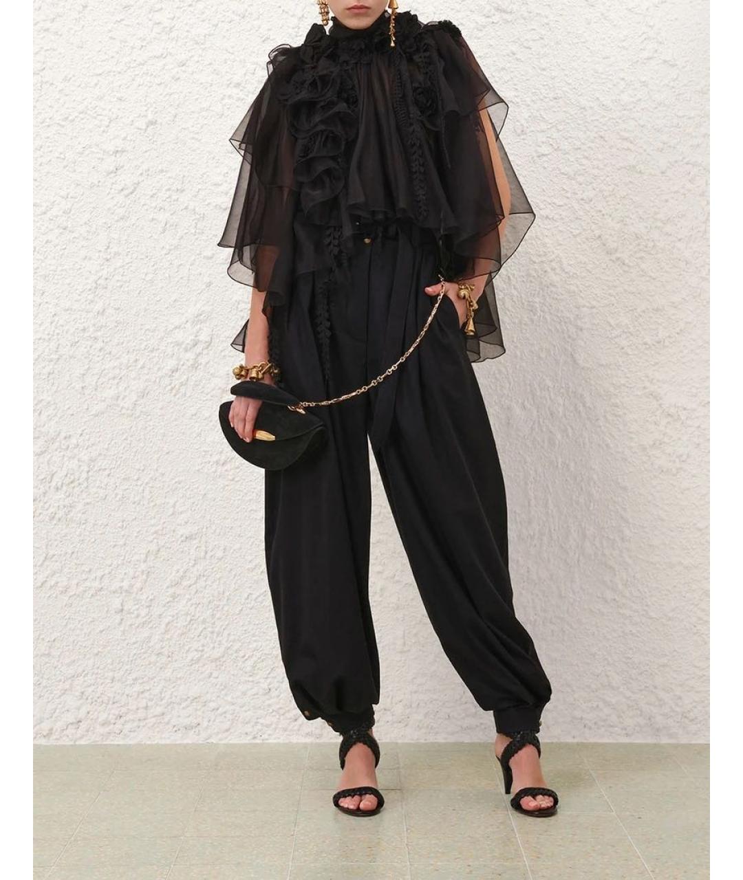 ZIMMERMANN Черные шерстяные брюки широкие, фото 2