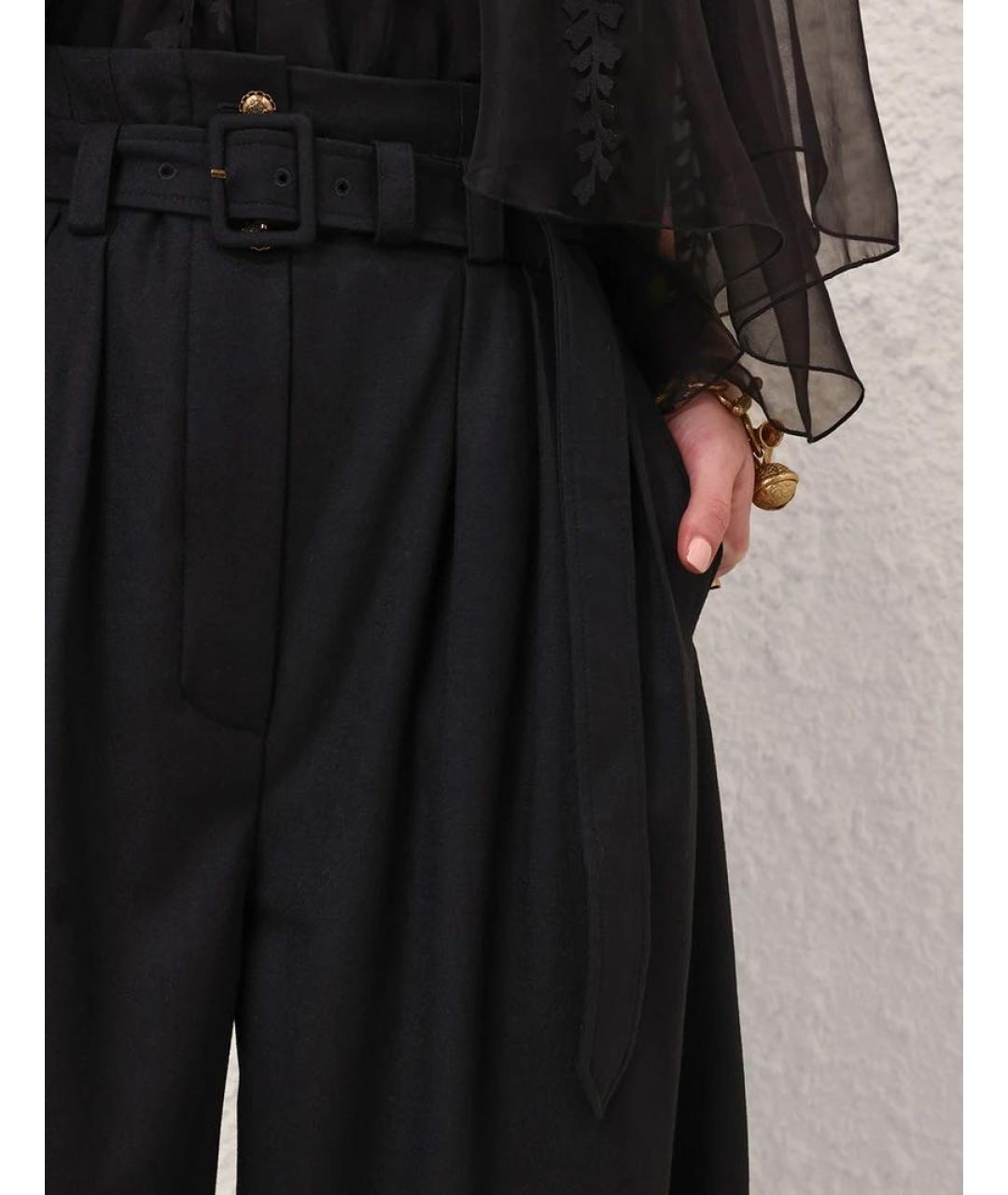 ZIMMERMANN Черные шерстяные брюки широкие, фото 4