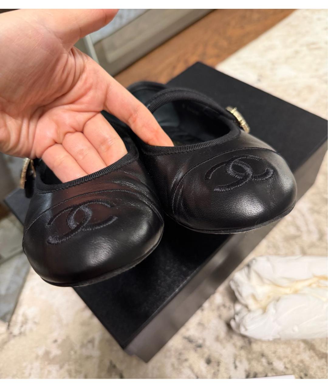 CHANEL Черные кожаные балетки, фото 7