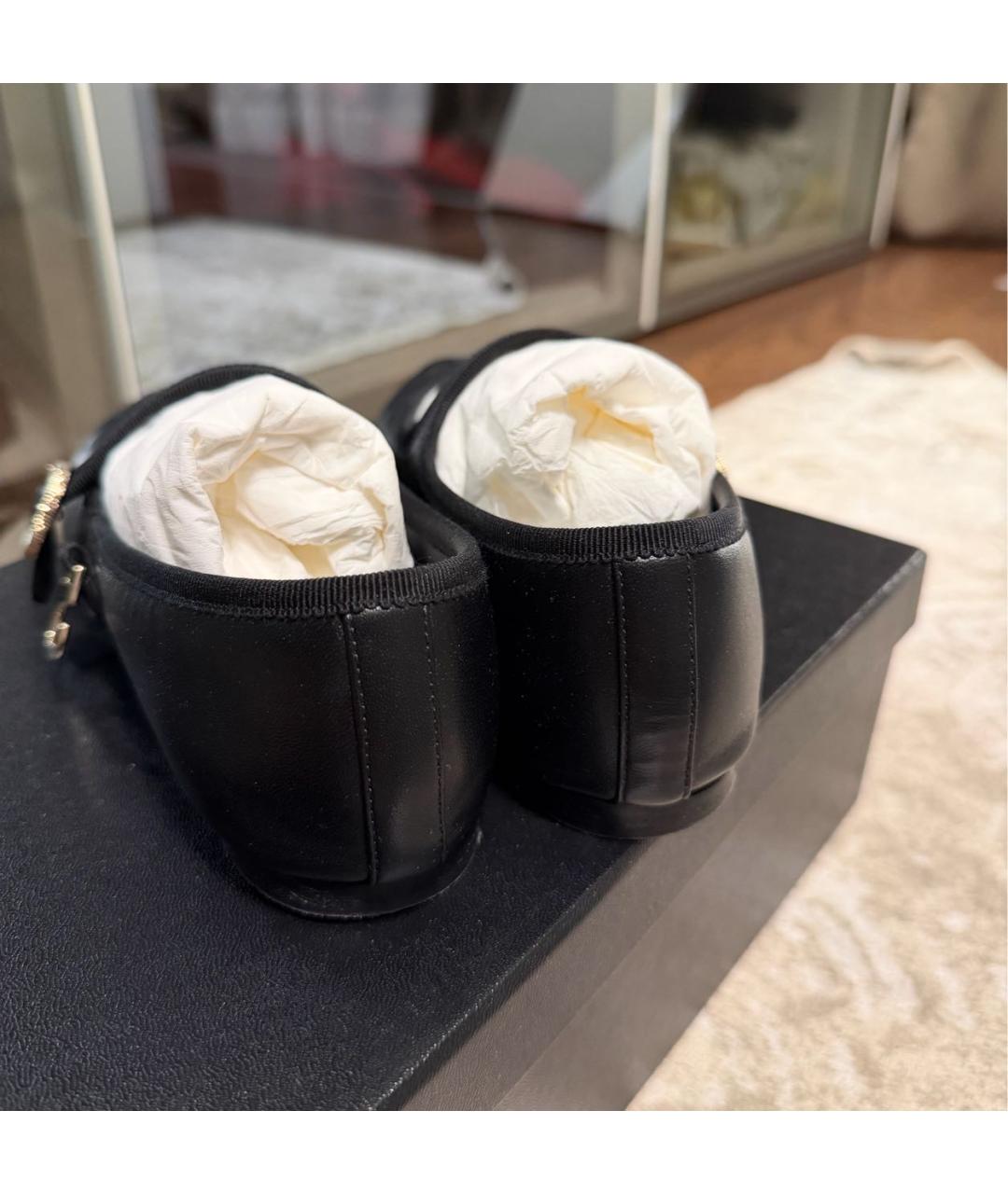 CHANEL Черные кожаные балетки, фото 5