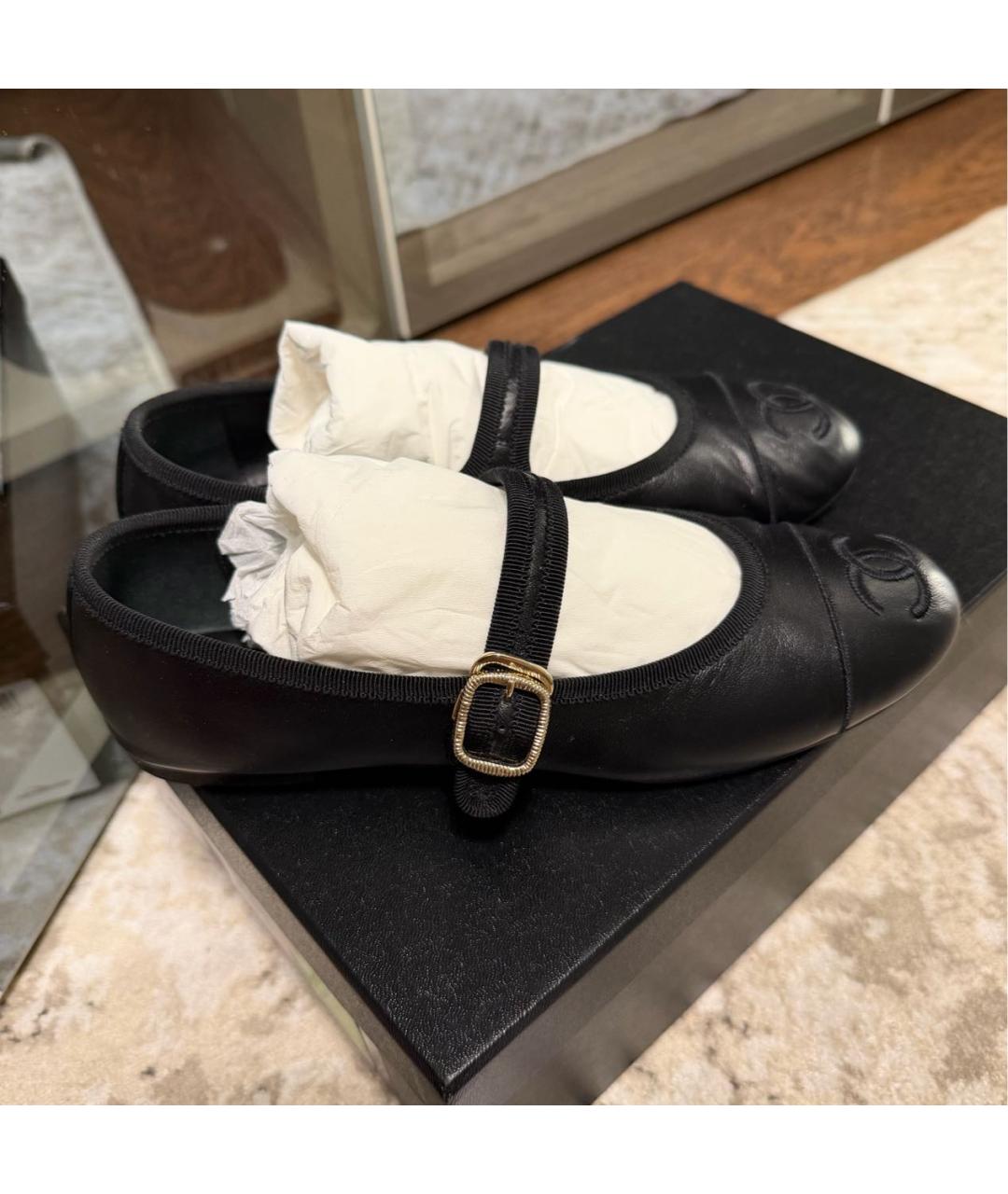 CHANEL Черные кожаные балетки, фото 8