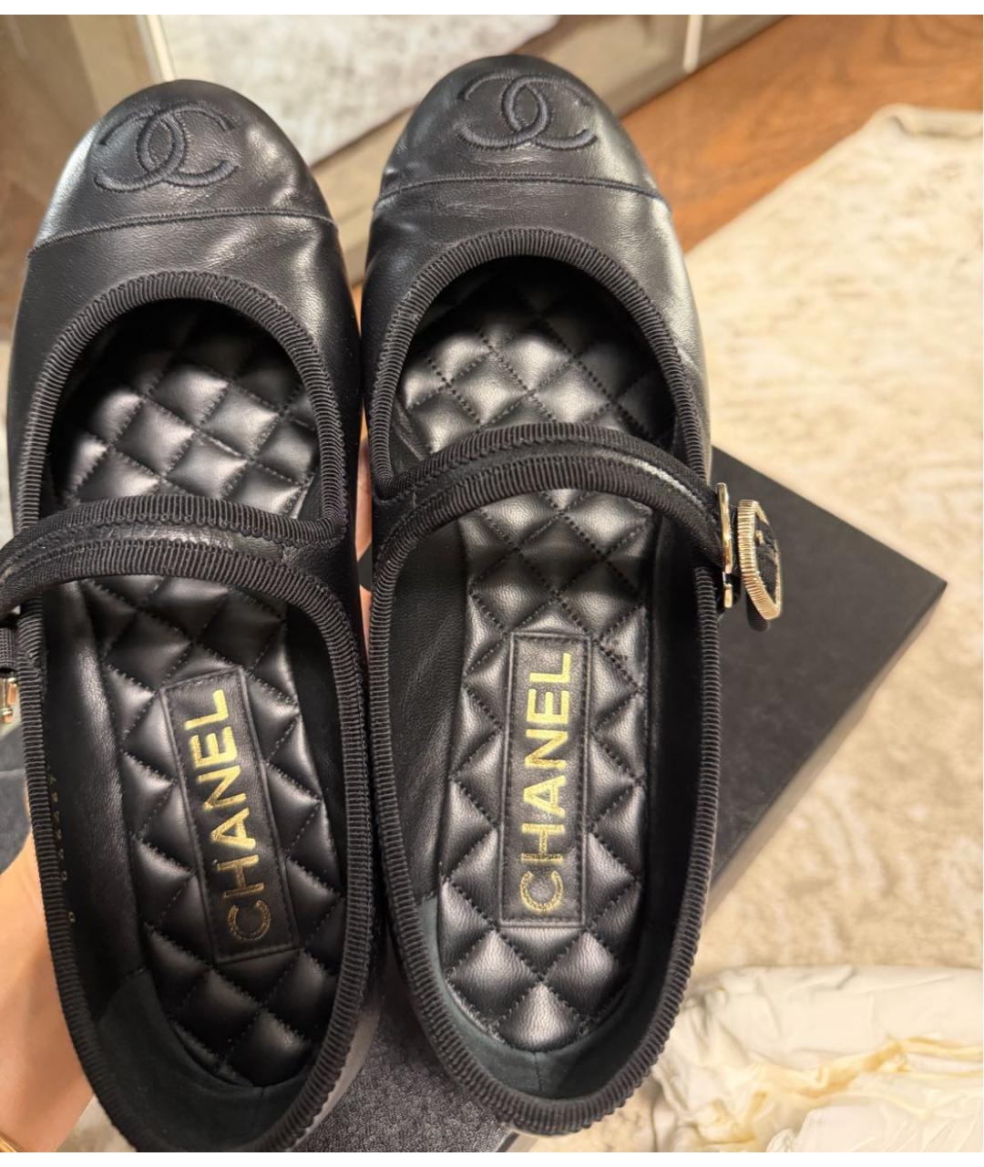 CHANEL Черные кожаные балетки, фото 2