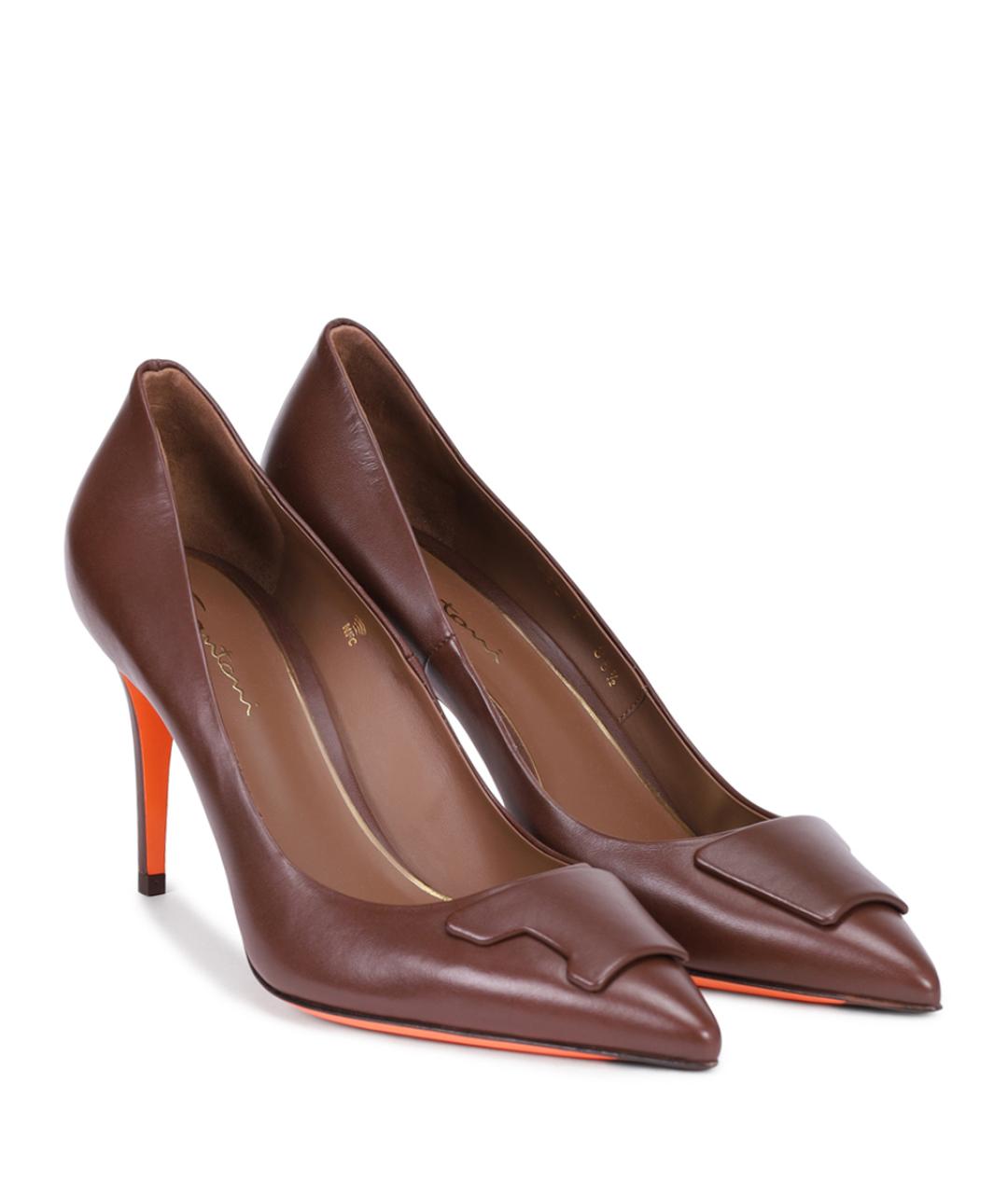 SANTONI Коричневые кожаные туфли, фото 2