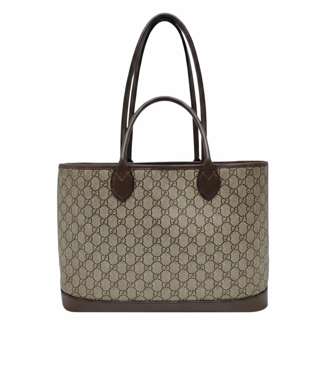 GUCCI Коричневая кожаная сумка тоут, фото 1