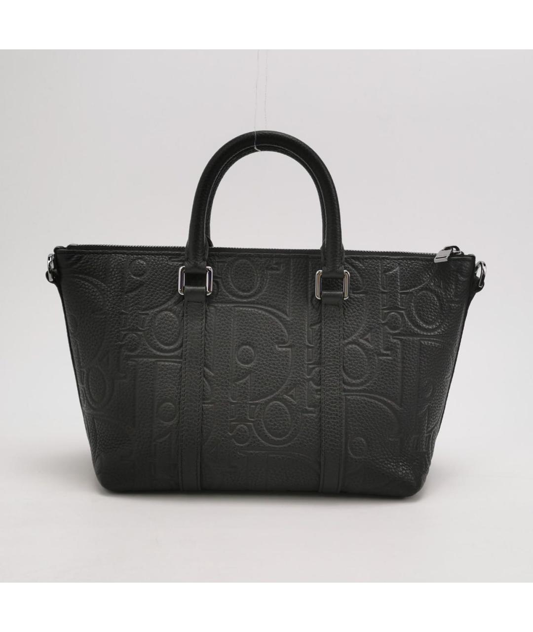 CHRISTIAN DIOR Черная кожаная сумка тоут, фото 5