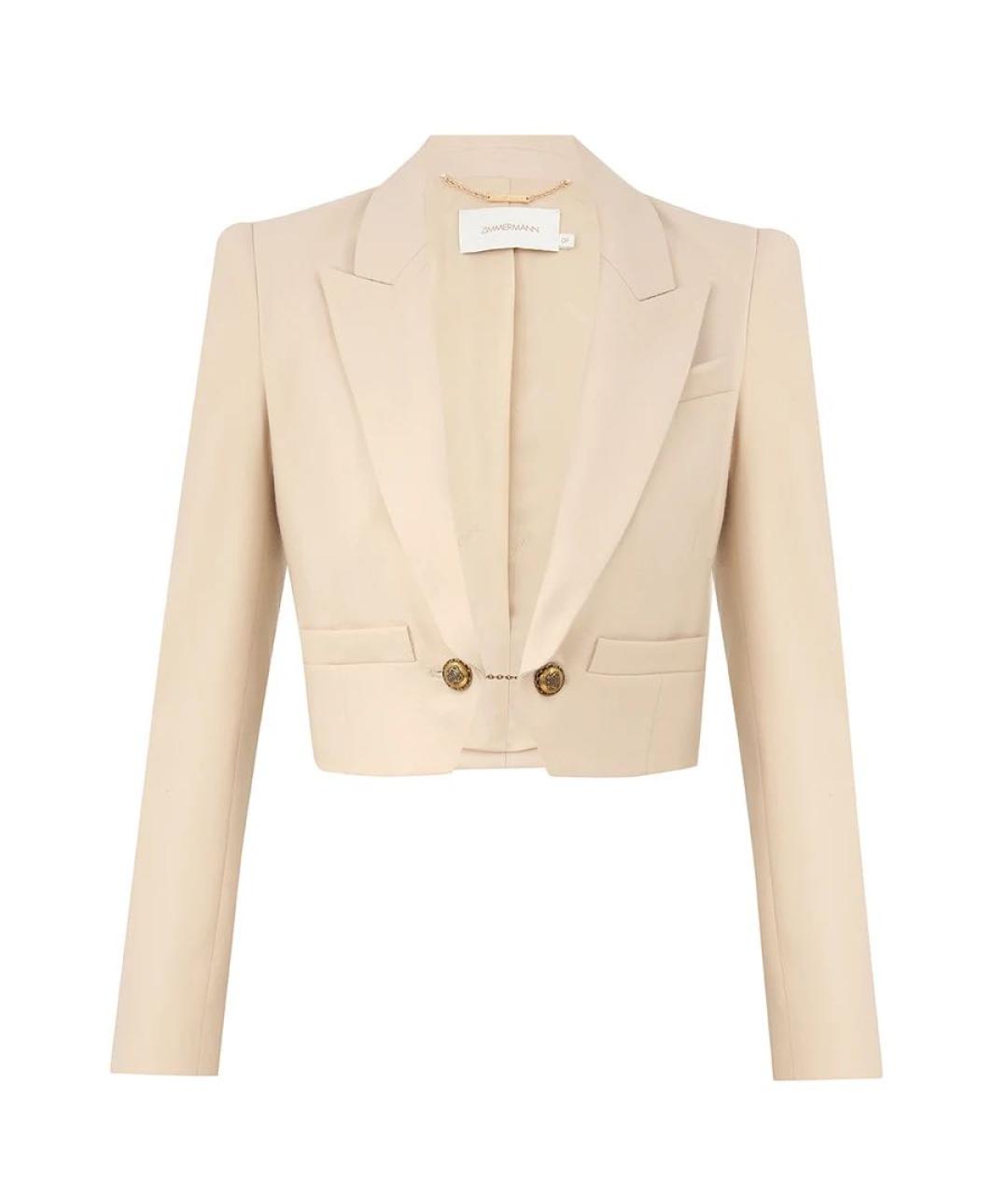 ZIMMERMANN Бежевый шерстяной жакет/пиджак, фото 1