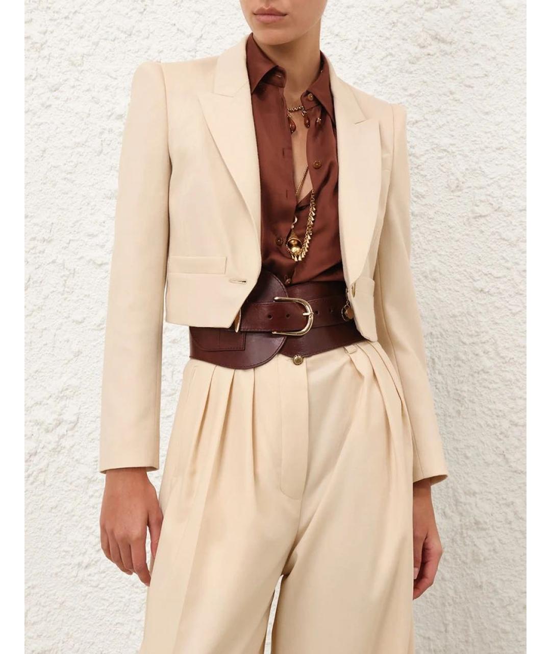 ZIMMERMANN Бежевый шерстяной жакет/пиджак, фото 2