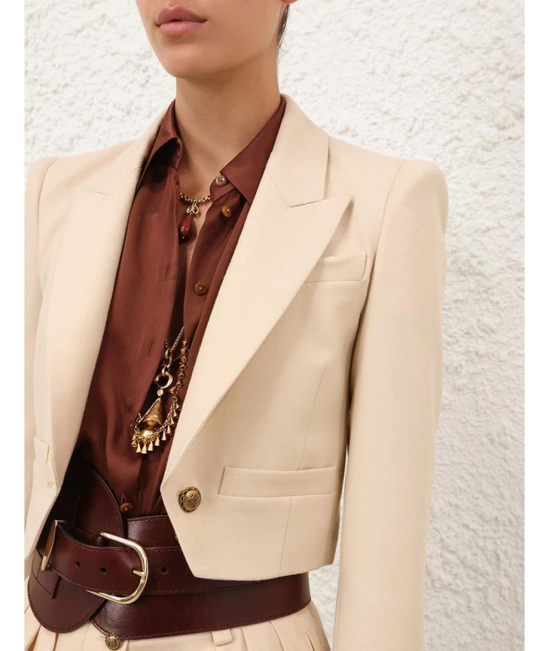 ZIMMERMANN Бежевый шерстяной жакет/пиджак, фото 3