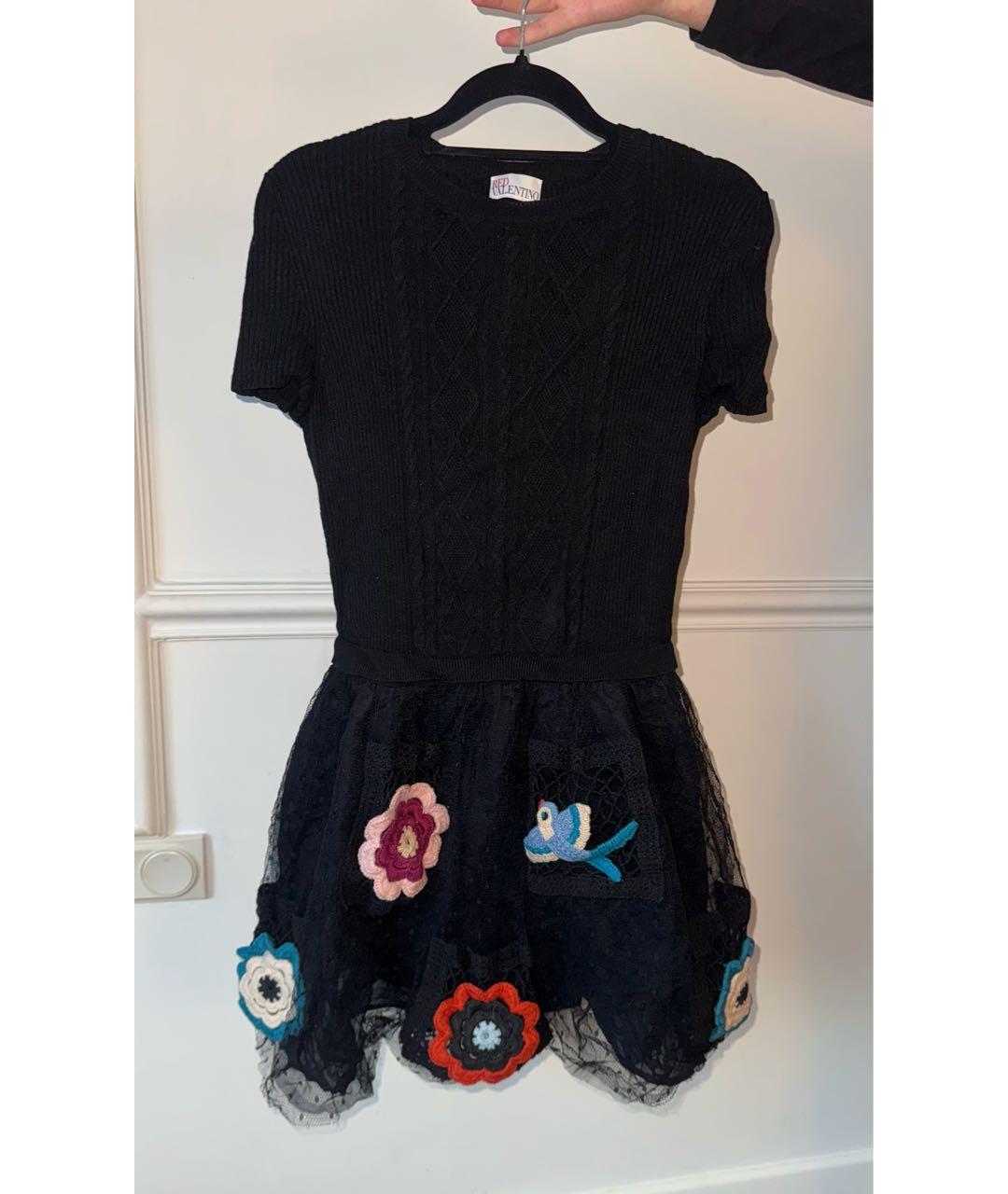 RED VALENTINO Черное кружевное повседневное платье, фото 2