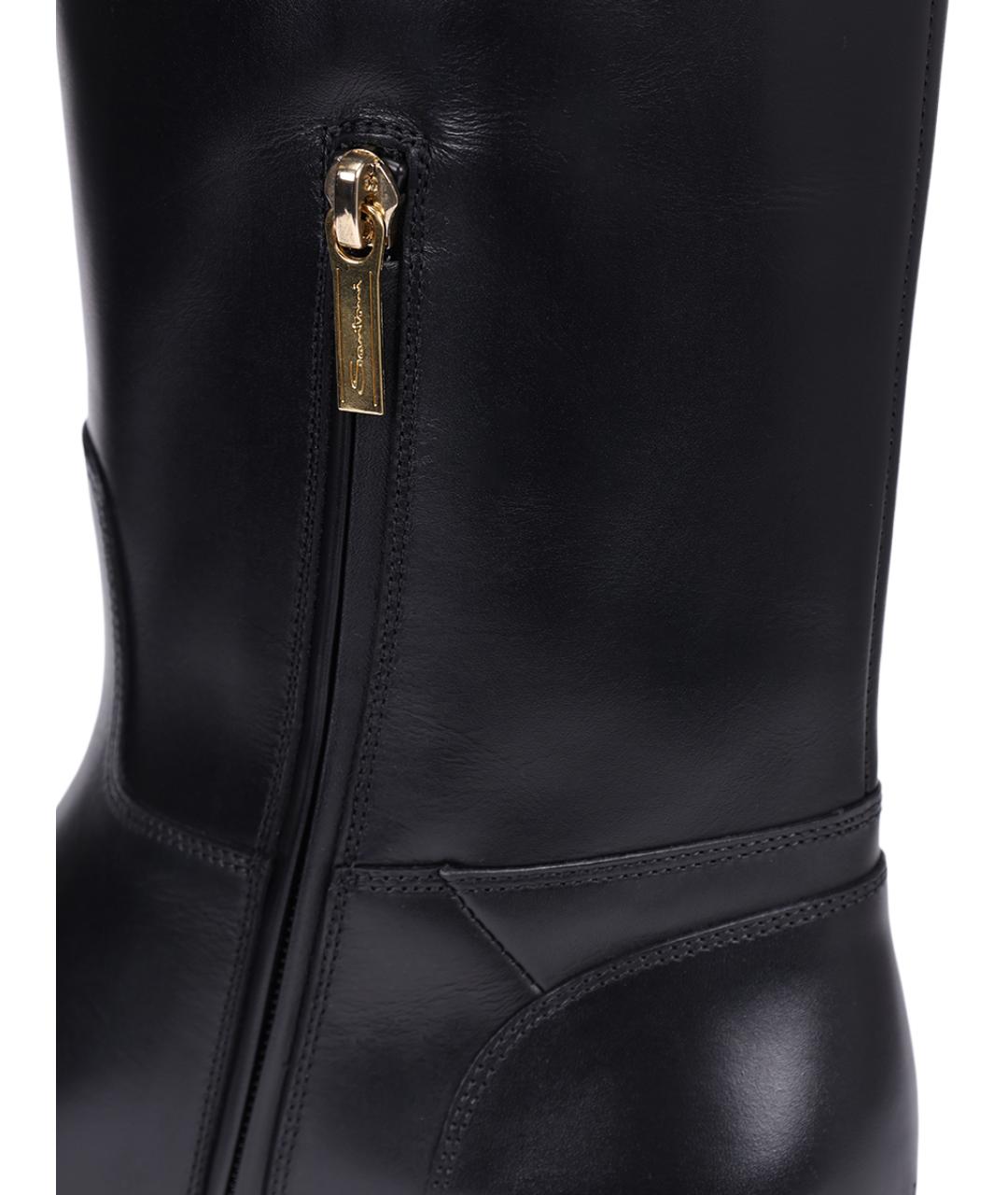 SANTONI Черные кожаные сапоги, фото 5