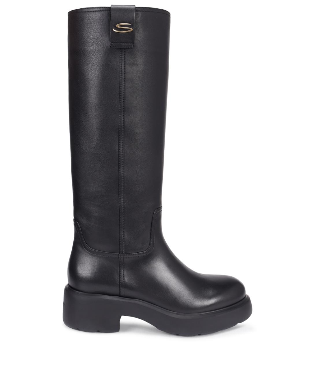 SANTONI Черные кожаные сапоги, фото 1