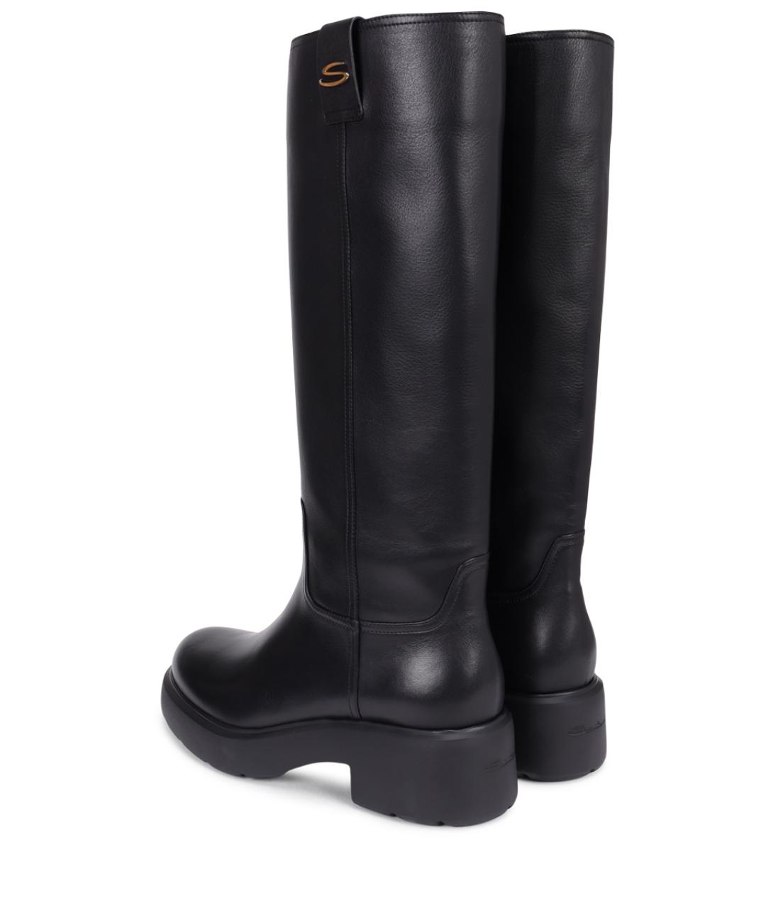 SANTONI Черные кожаные сапоги, фото 4