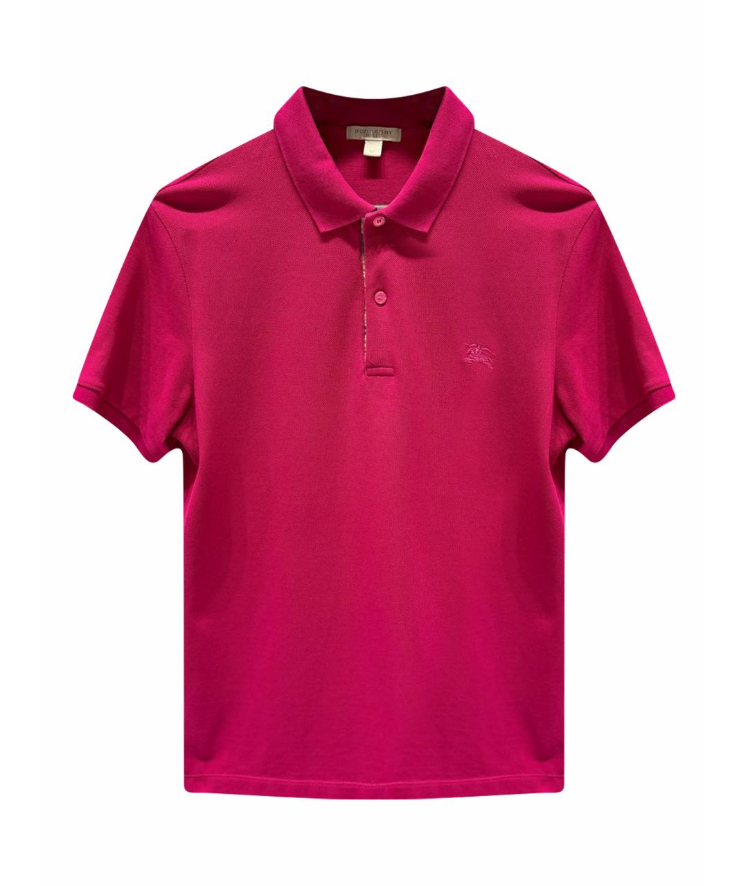 BURBERRY Фуксия хлопковое поло с коротким рукавом, фото 1