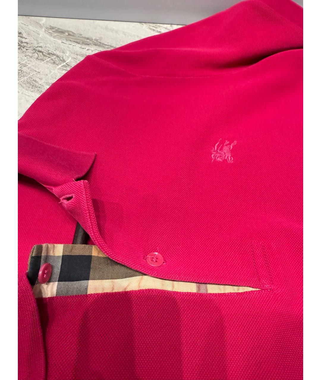BURBERRY Фуксия хлопковое поло с коротким рукавом, фото 3