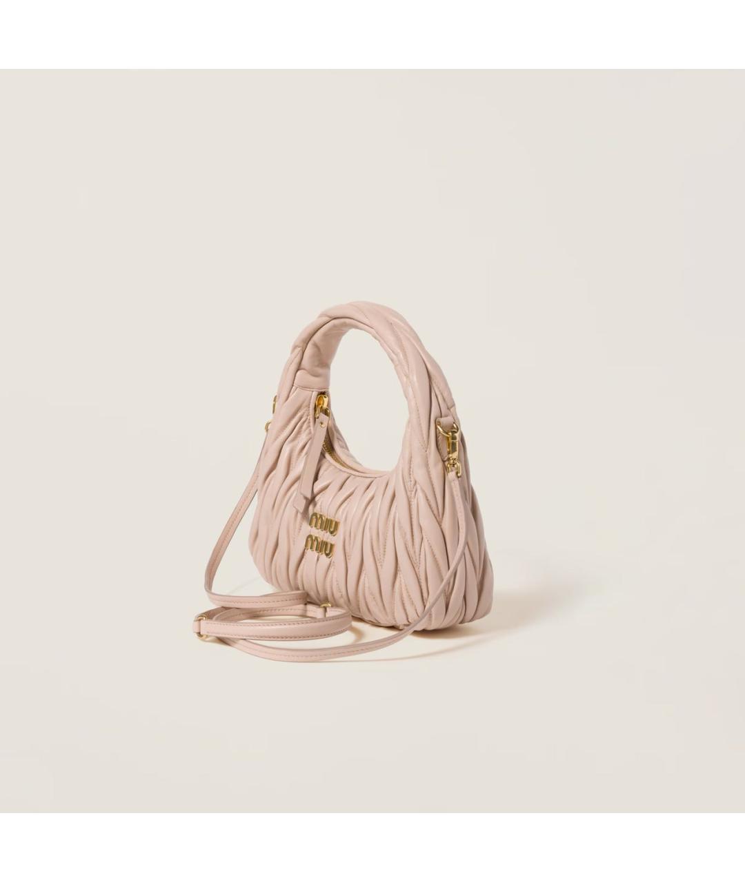MIU MIU Коралловая кожаная сумка с короткими ручками, фото 3