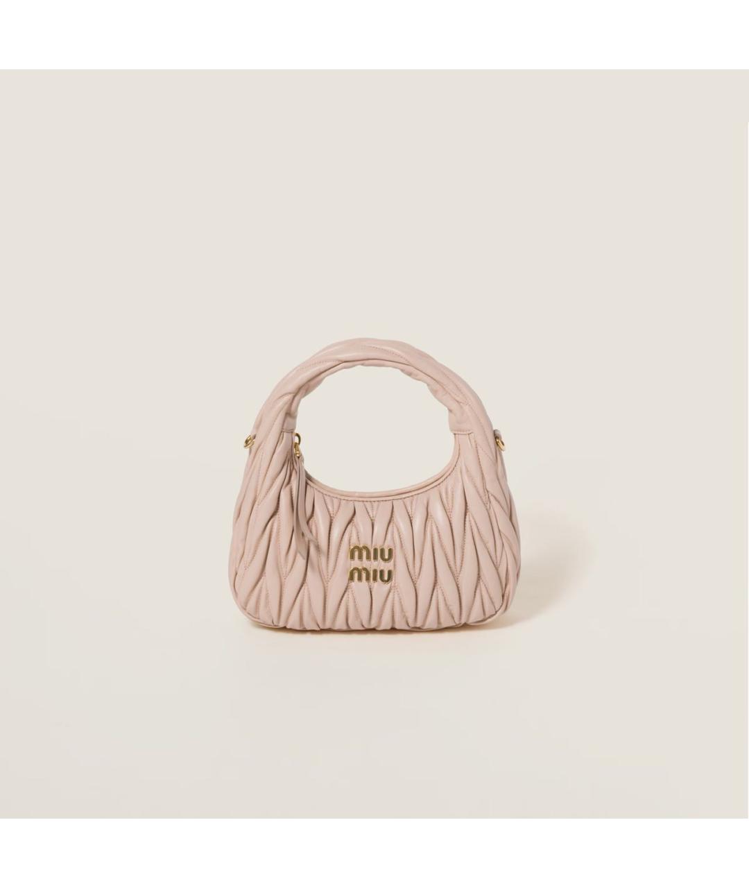 MIU MIU Коралловая кожаная сумка с короткими ручками, фото 5