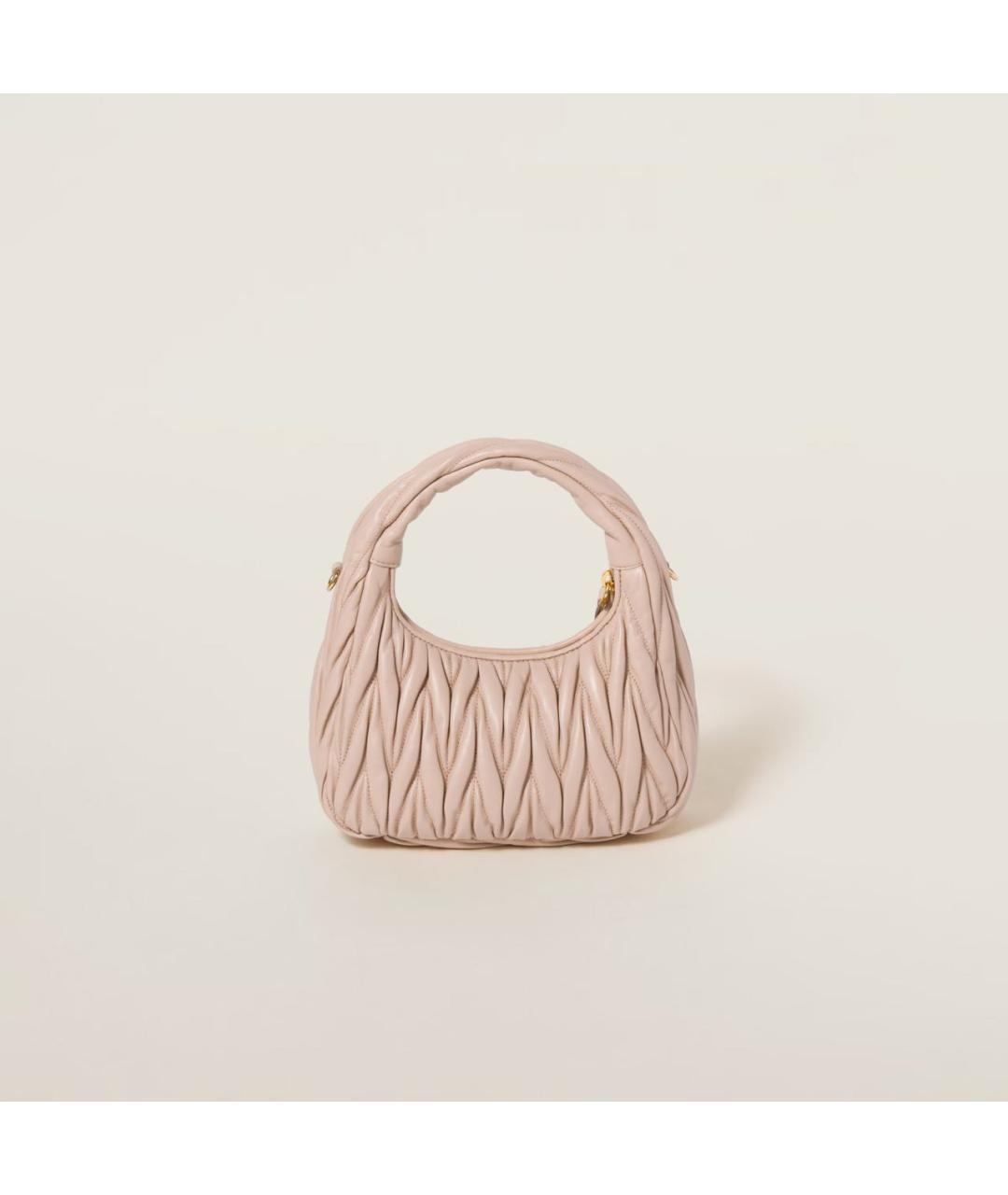 MIU MIU Коралловая кожаная сумка с короткими ручками, фото 4