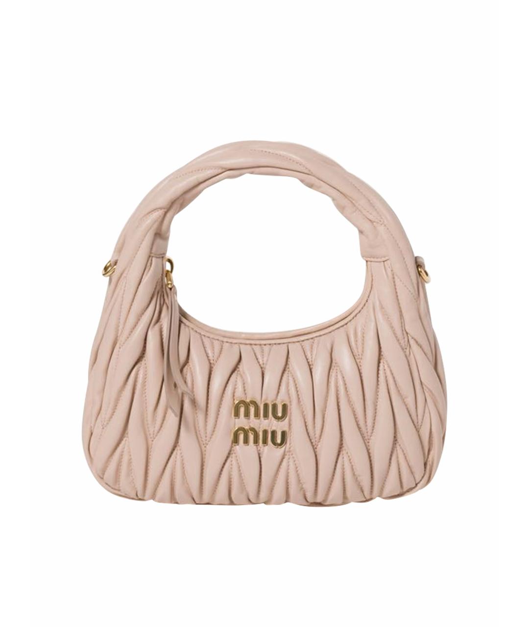 MIU MIU Коралловая кожаная сумка с короткими ручками, фото 1