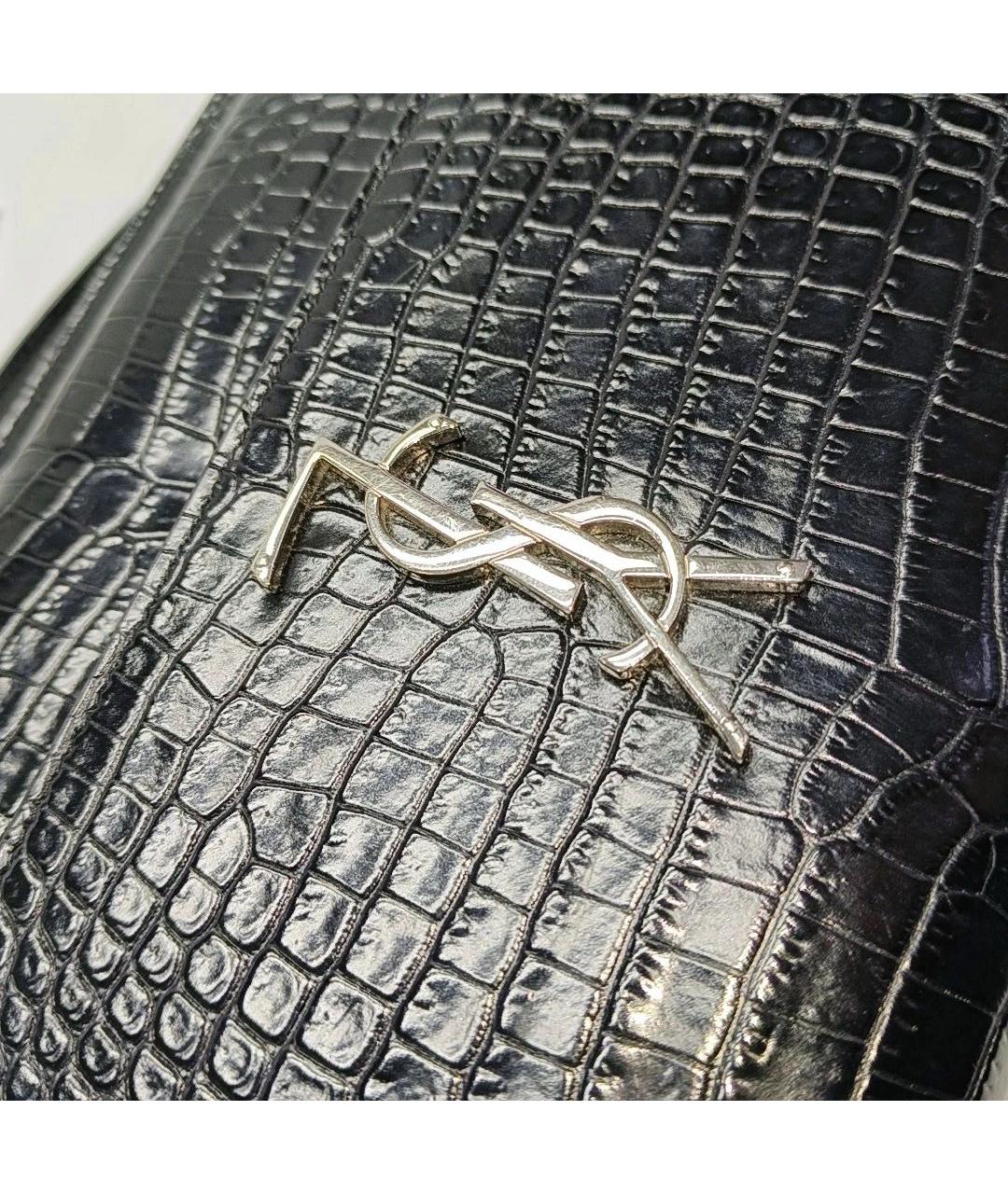 SAINT LAURENT Черная кожаная сумка через плечо, фото 6