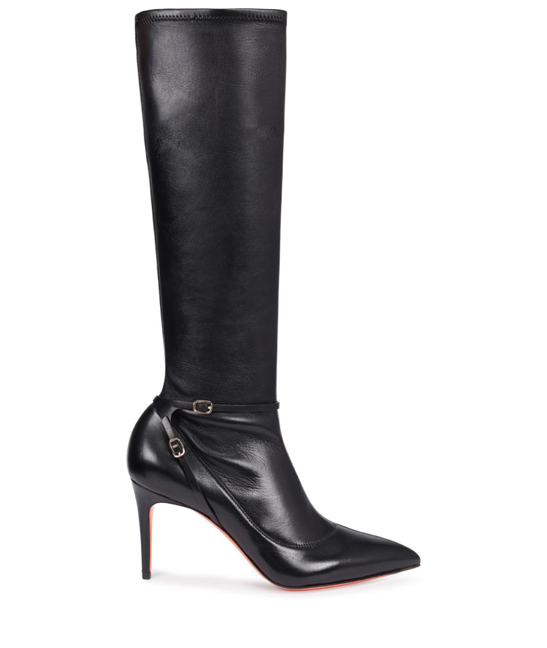 SANTONI Черные кожаные сапоги, фото 1