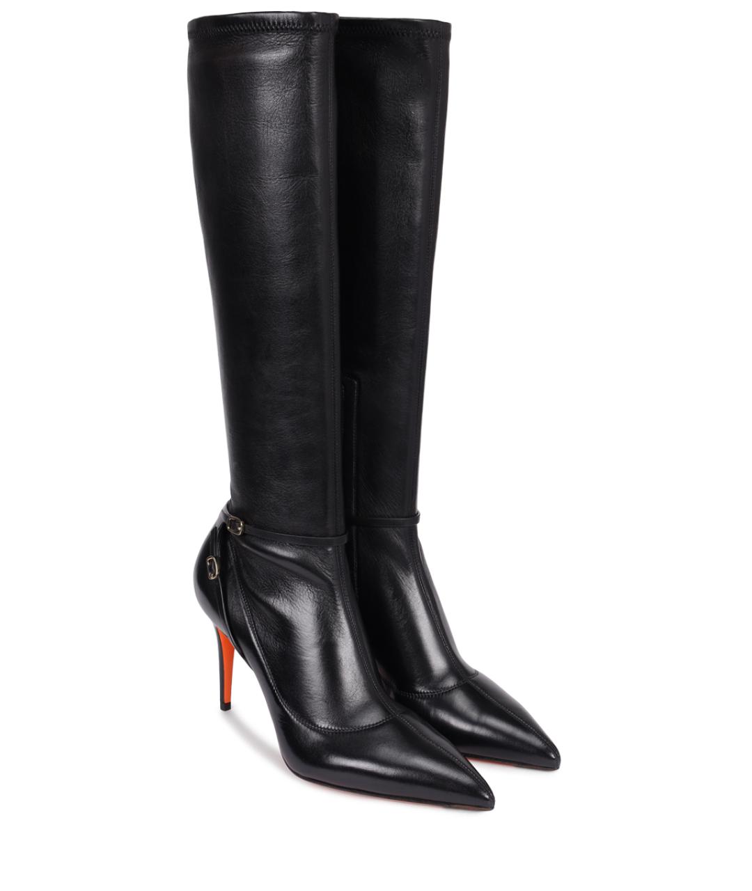 SANTONI Черные кожаные сапоги, фото 2