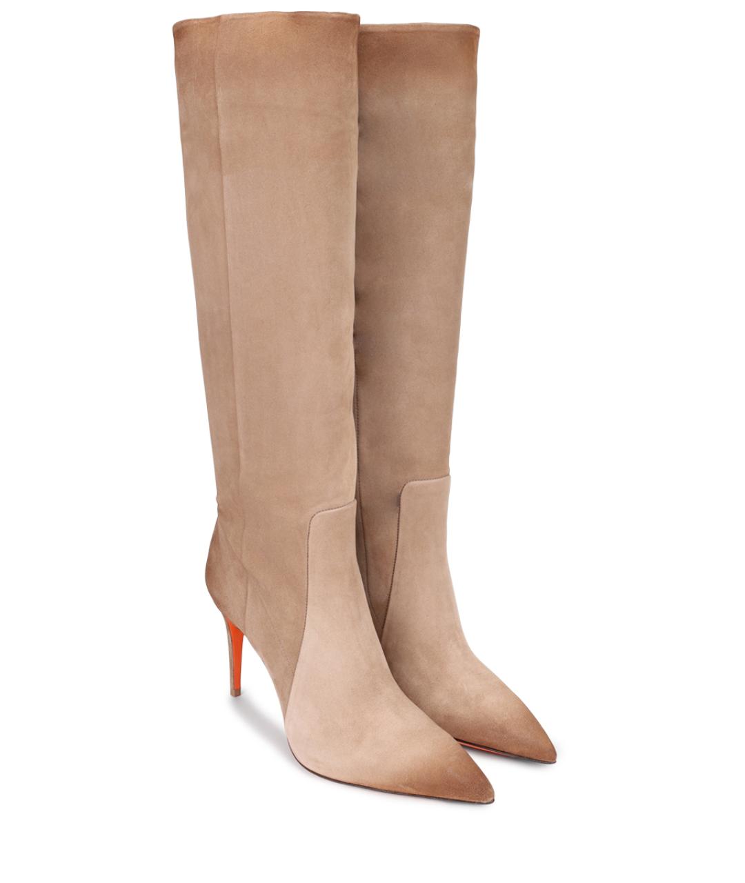 SANTONI Бежевые замшевые сапоги, фото 2