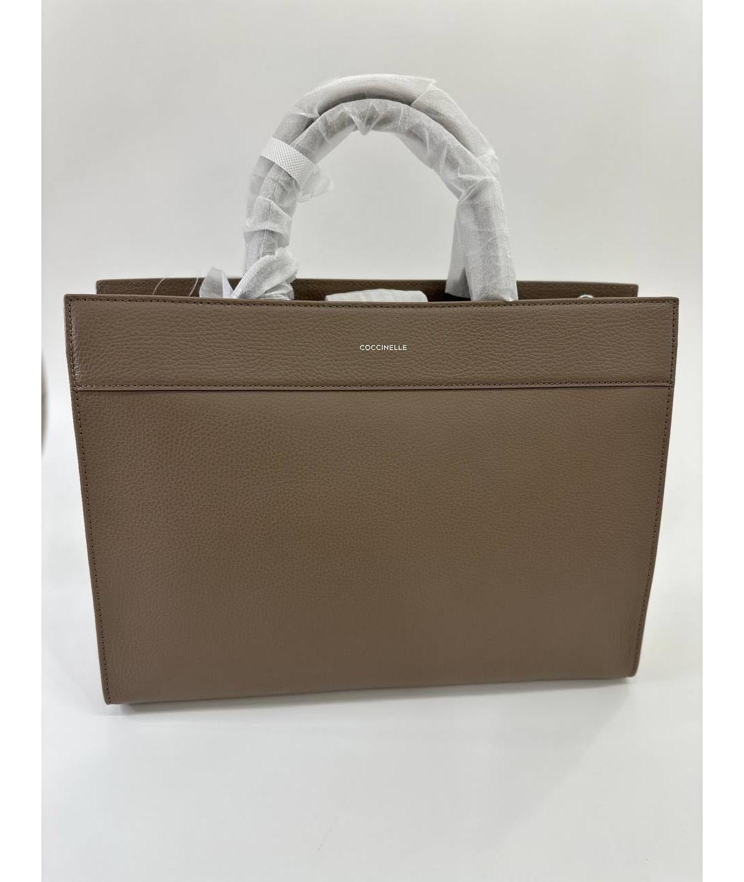 COCCINELLE Бежевая кожаная сумка с короткими ручками, фото 2