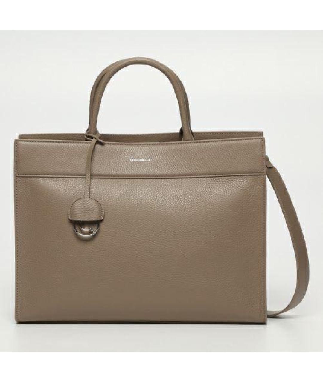 COCCINELLE Бежевая кожаная сумка с короткими ручками, фото 8