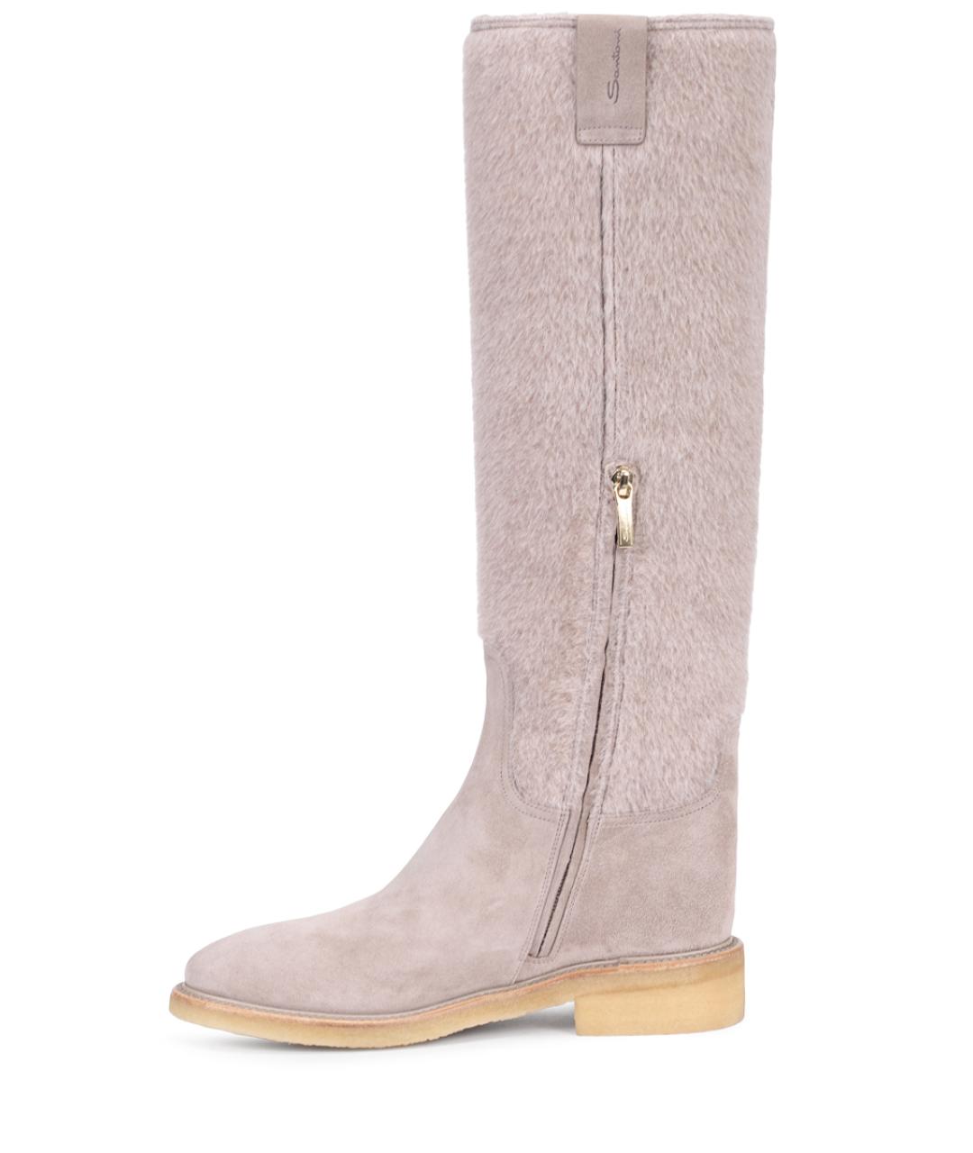 SANTONI Бежевые замшевые сапоги, фото 3