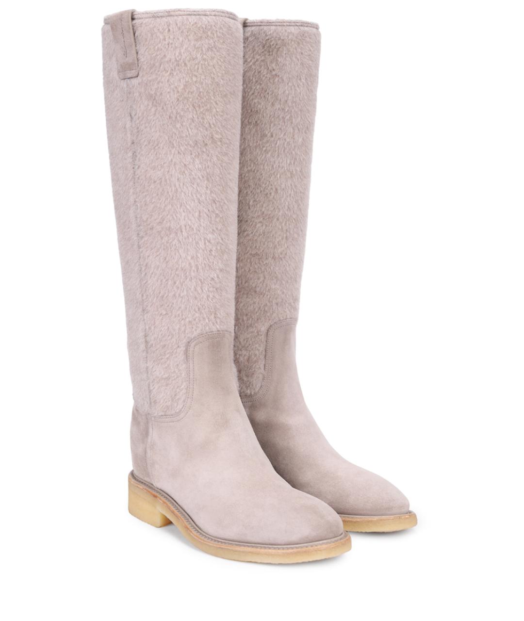 SANTONI Бежевые замшевые сапоги, фото 2