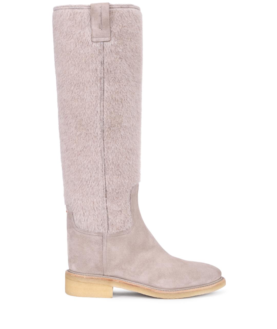 SANTONI Бежевые замшевые сапоги, фото 1