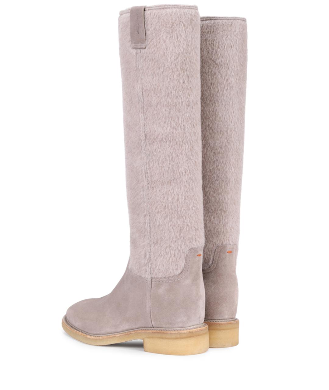 SANTONI Бежевые замшевые сапоги, фото 4