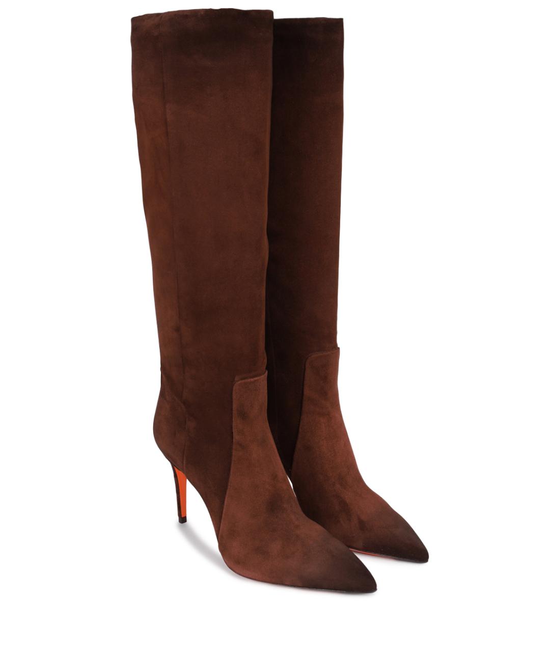 SANTONI Коричневые замшевые сапоги, фото 2