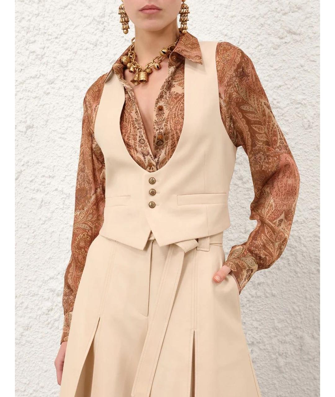 ZIMMERMANN Бежевый шерстяной жилет, фото 2