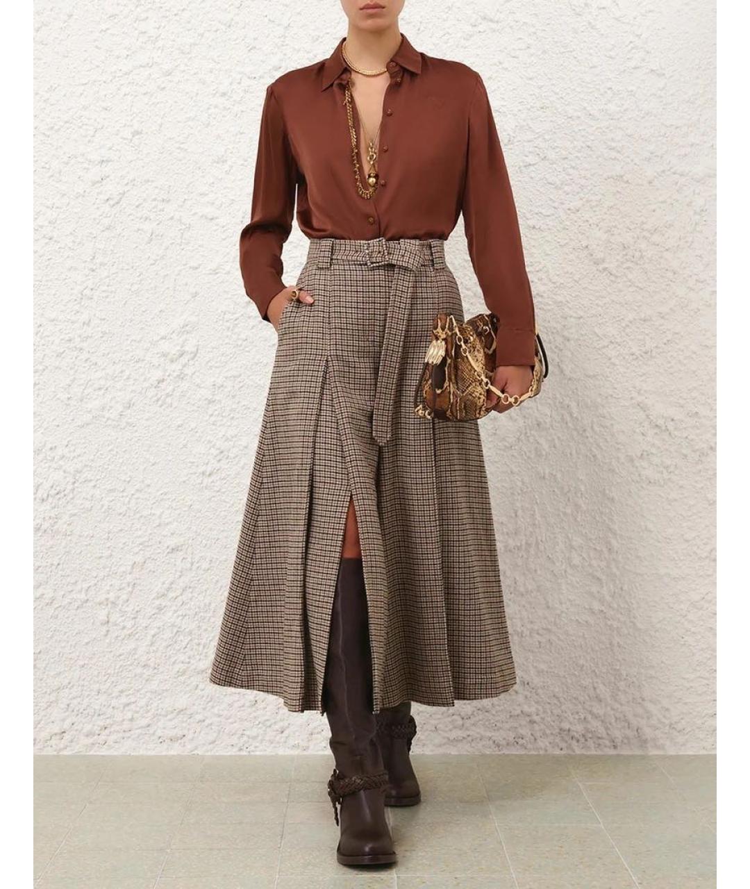 ZIMMERMANN Коричневые шерстяные кюлоты, фото 3